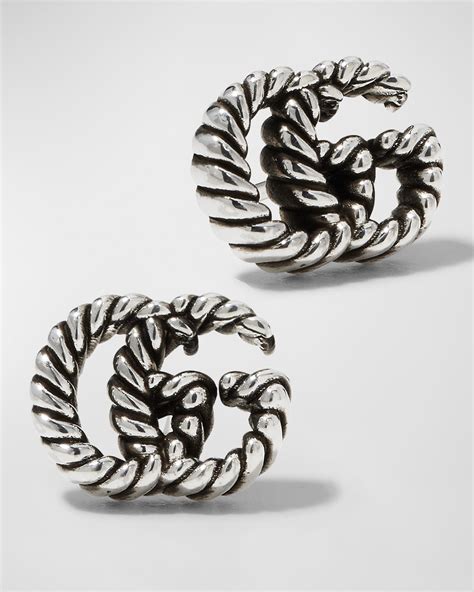 gucci sterling silver marmont double g stud earrings|Gucci gg earrings silver.